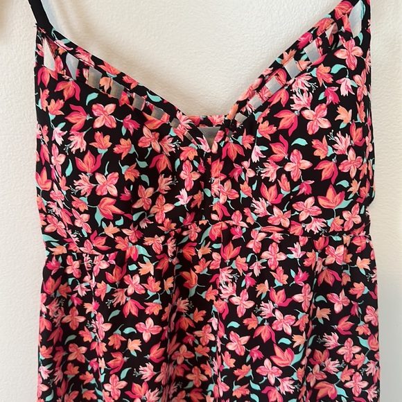 Floral pattern padded bra babydoll tank top - Picture 5 of 6